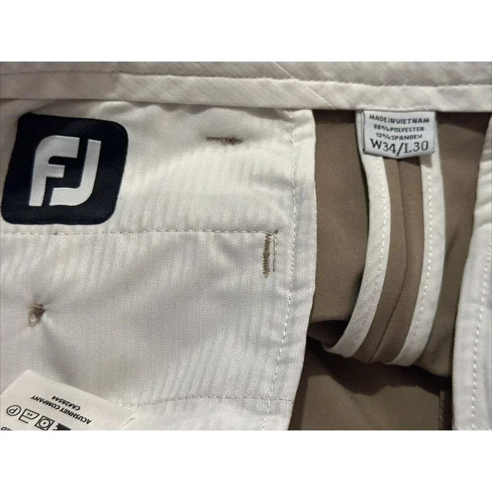 FootJoy Pants Mens 34x30 FJ Beige Regular Fit Performance Stretch Chino Golf